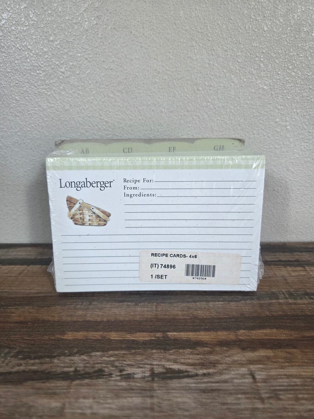 Longaberger 4 X 6 Recipe Cards with Dividers Newly Sealed